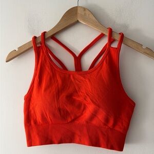 Yogalicious Orange Padded Seamless Strappy Sports Bra